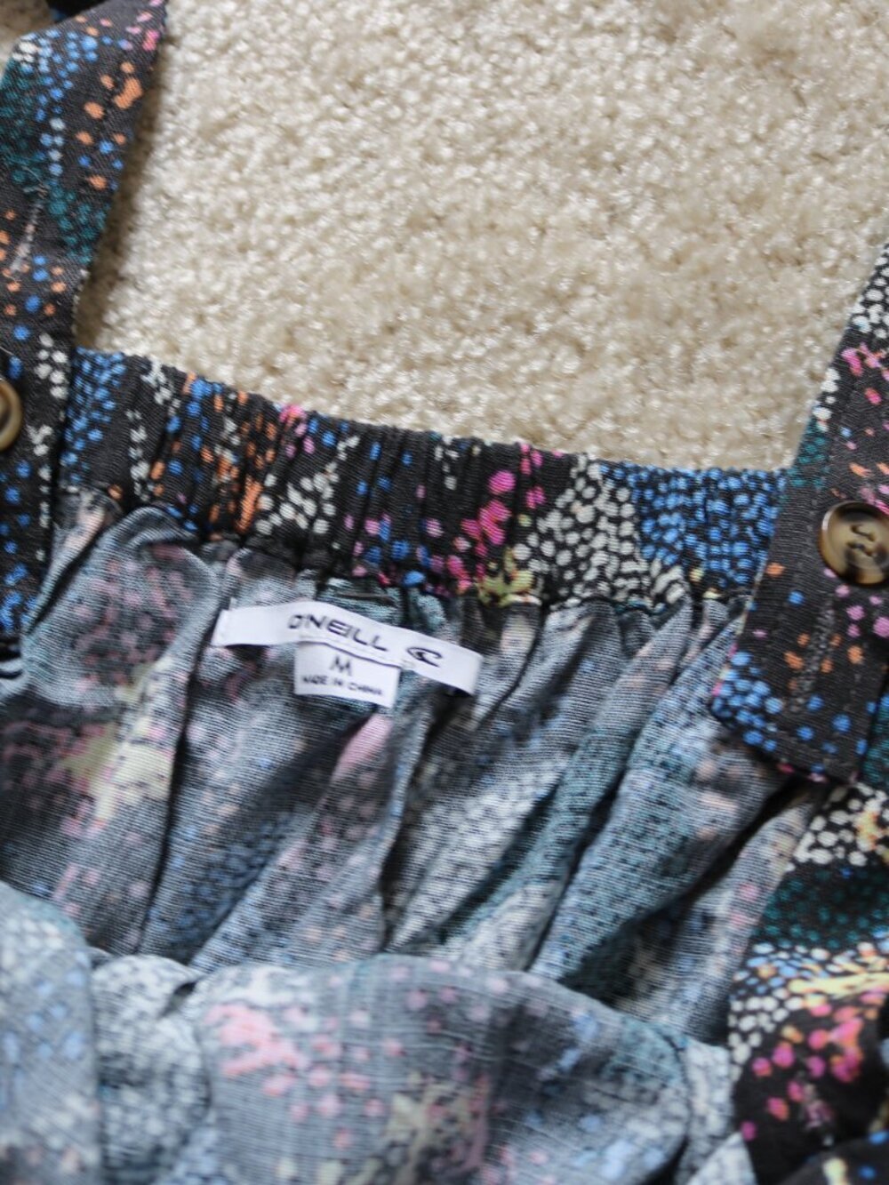 O'Neill Black Multi-Color Patterned Crop Top - Picture 3 of 3